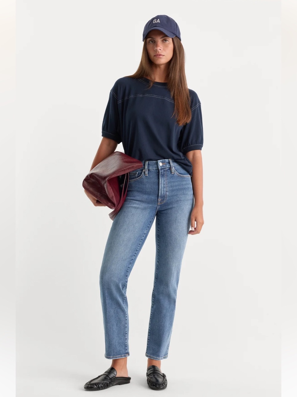Good American Always Fits Straight leg Jeans in Medium Blue size 6-12 , NWOT